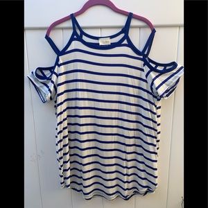 143 story size large striped blouse NWT